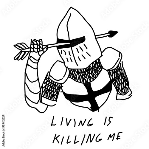 Foto Edgy Knight Armor Arrow Illustration Living is Killing Me