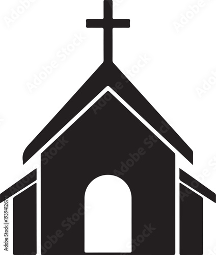 Christian church, chapel with cross flat icon for apps and websites