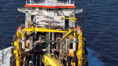 A giant ship is passing through Istanbul; aerial footage. Drone footage of the ship in the Istanbul Strait.