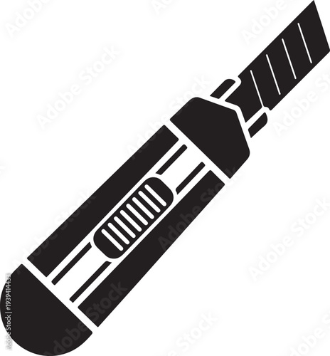 Clerical construction knife, stationery knife icon on white background