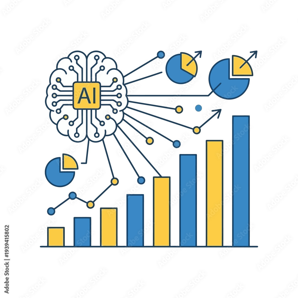 Obraz premium AI System Analyzing Data for Business Growth and Predictive Insights