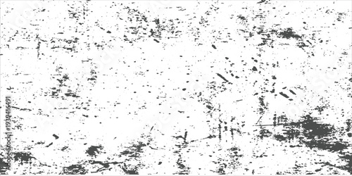 Grunge black distress texture on white background. Abstract dirty overlay with scratches, stains and rough grunge pattern. Perfect for vintage poster design, urban background, grunge overlay, distress