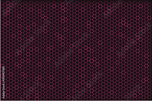 A captivating glowing pink hexagonal grid pattern forms an intricate modern texture on a dark surface