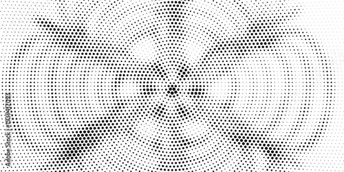 Halftone pattern background with radial effect, round spot shapes, vintage or retro graphic with place for your text. Halftone digital effect.