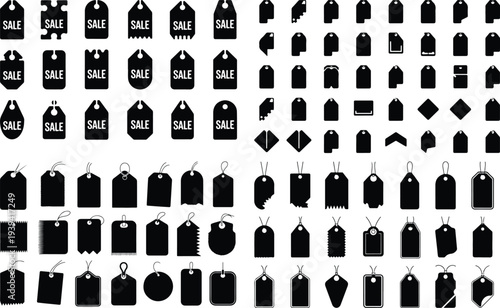 Discount Price Tag Typography Silhouette Icon Pack