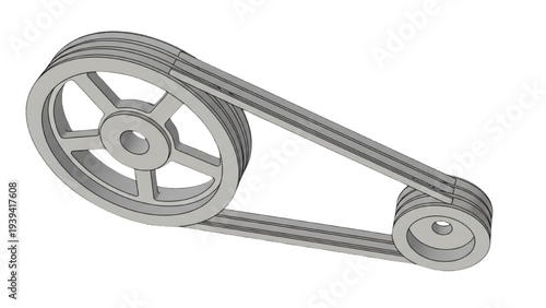 Belt Drive Pulley System Mechanical Illustration, Industrial Power Transmission Mechanism