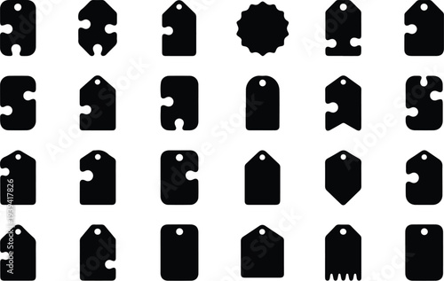 Sale Price Tag Collection Silhouette Icon Set Discount Price Tag Typography Silhouette Icon Pack