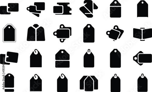 Sale Price Tag Collection Silhouette Icon Set Discount Price Tag Typography Silhouette Icon Pack