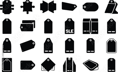 Sale Price Tag Collection Silhouette Icon Set Discount Price Tag Typography Silhouette Icon Pack