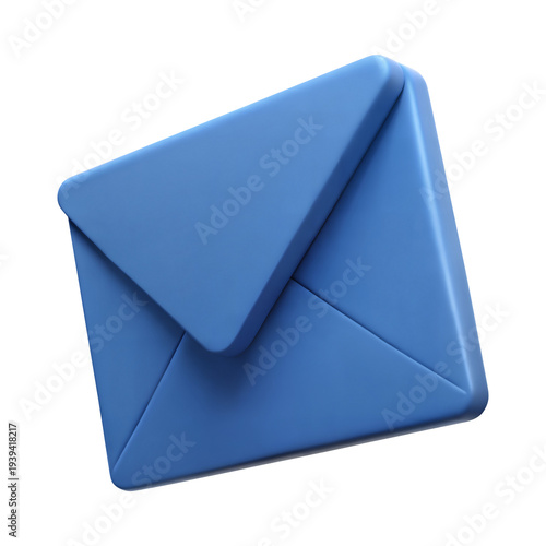3d blue mail envelope icon for email communication and digital marketing.