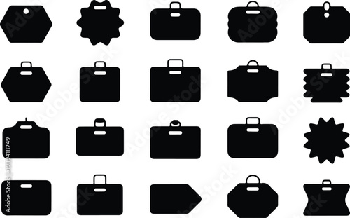 Sale Price Tag Collection Silhouette Icon Set Discount Price Tag Typography Silhouette Icon Pack
