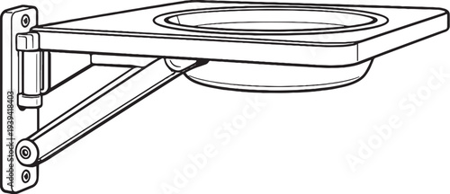 Wall Mounted Foldable Pet Feeding Shelf Vector Illustration