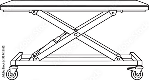 Professional Pet Grooming Hydraulic Lift Table Black and White Line Art Illustration