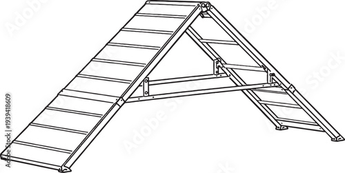 Adjustable Dog Agility A Frame Ramp Line Art Illustration
