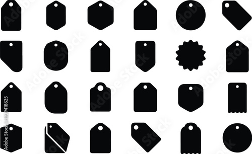 Sale Price Tag Collection Silhouette Icon Set Discount Price Tag Typography Silhouette Icon Pack