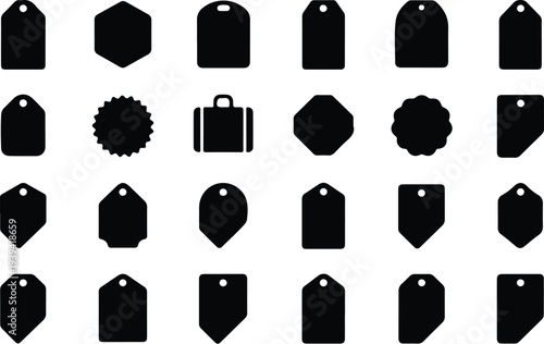 Sale Price Tag Collection Silhouette Icon Set Discount Price Tag Typography Silhouette Icon Pack