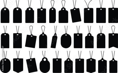 Sale Price Tag Collection Silhouette Icon Set Discount Price Tag Typography Silhouette Icon Pack