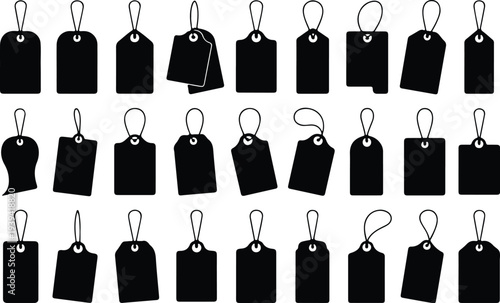 Sale Price Tag Collection Silhouette Icon Set Discount Price Tag Typography Silhouette Icon Pack