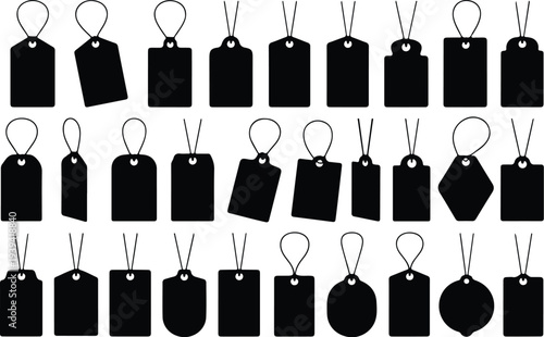 Sale Price Tag Collection Silhouette Icon Set Discount Price Tag Typography Silhouette Icon Pack