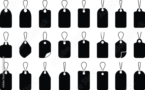 Sale Price Tag Collection Silhouette Icon Set Discount Price Tag Typography Silhouette Icon Pack