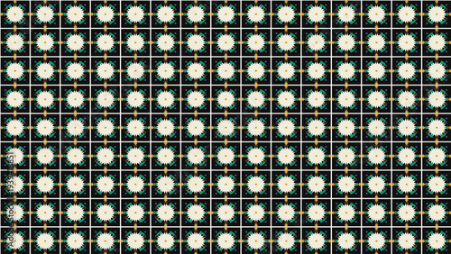 Seamless geometric pattern vector background with repeating light beige circles on a dark grid, ideal for modern digital design, web banners, and abstract textures