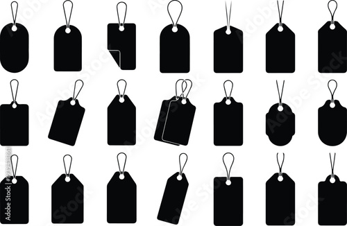 Sale Price Tag Collection Silhouette Icon Set Discount Price Tag Typography Silhouette Icon Pack