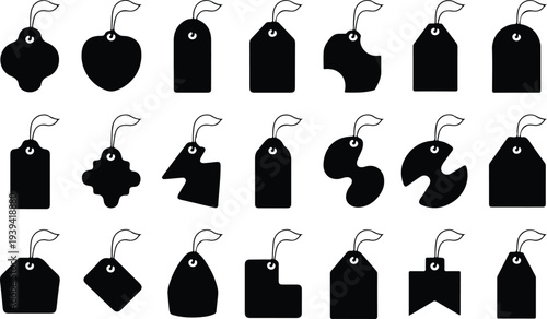 Sale Price Tag Collection Silhouette Icon Set Discount Price Tag Typography Silhouette Icon Pack