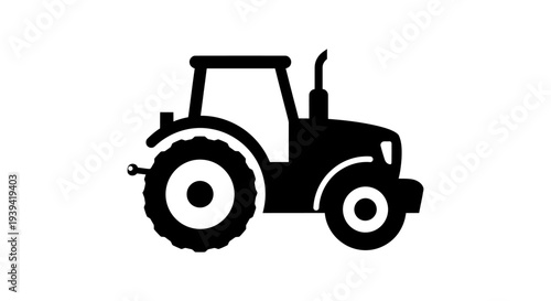 Agricultural Farm Tractor Icon, Heavy Machinery Vehicle, isolated white background.
