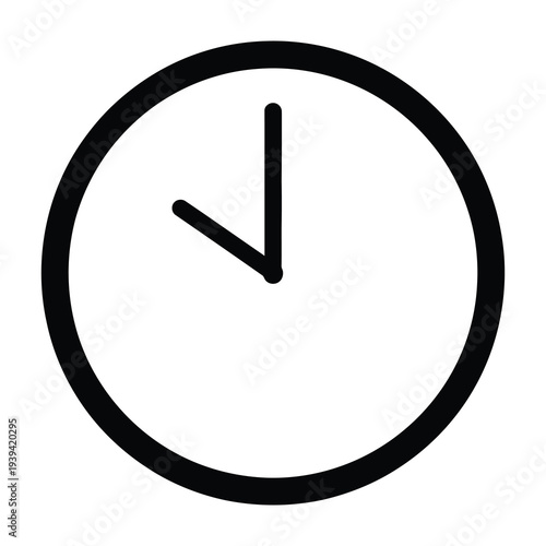 Simple black and white analog clock face showing ten o'clock with bold black hour and minute hands against a clean white background emphasizing punctuality and the passage of time in a minimalist