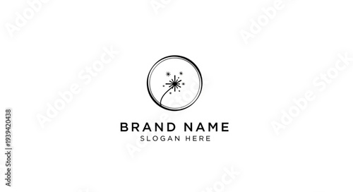 Simple black and white logo template with star and circle design.
