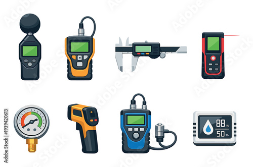 Various measurement instruments displayed on dark background
