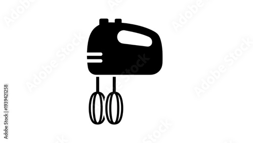 Electric Hand Mixer Silhouette Icon, Kitchen Appliance Cooking Equipment Vector