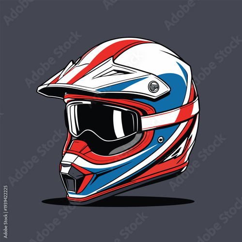 flat vector image of a motorcycle helmet