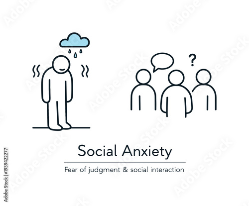 Social anxiety icon depicting isolation and fear of judgment from others