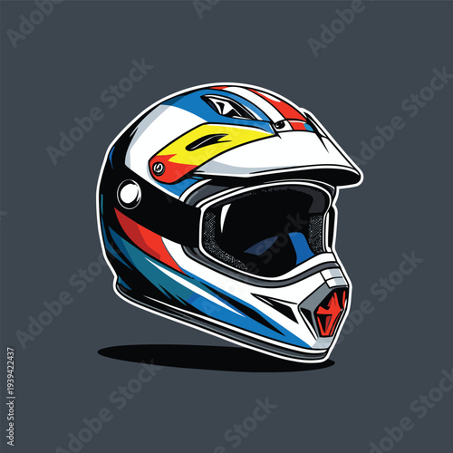 flat vector image of a motorcycle helmet