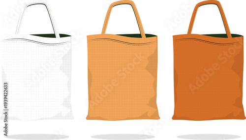 Minimalist canvas bag mockup for organic brand identity design vector