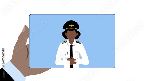 Tablet With Black Female Construction Worker Animation Video 4K suitable for your project needs