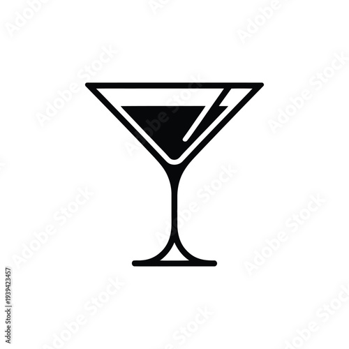 Black martini glass cocktail glass black white background drink glass barware