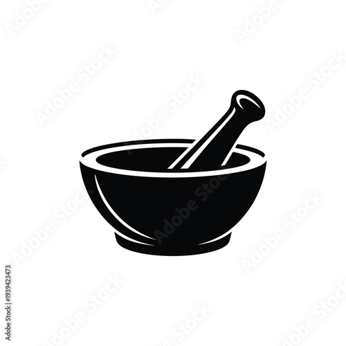 Black mortar and pestle bowl kitchen
