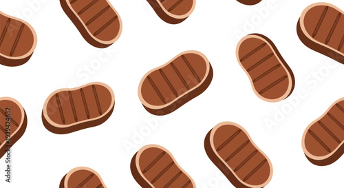 Grilled Steak Food Pattern Vector Seamless Background for Restaurant and BBQ Design