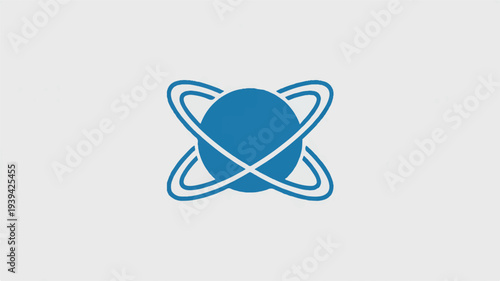 Blue planet with orbiting rings in space