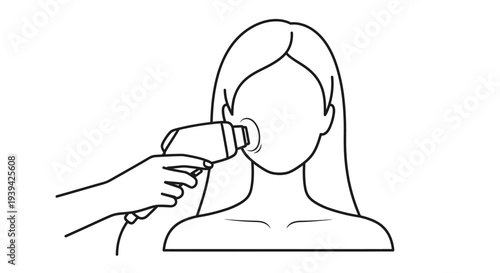 Line art illustration of a woman receiving a facial treatment.