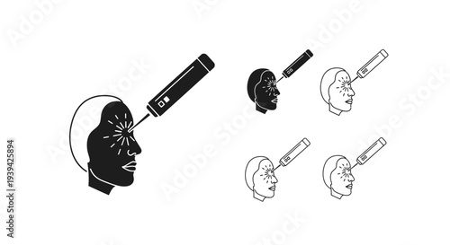 Vector illustration of a head being controlled by a remote control.