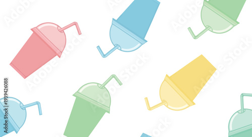 Colorful smoothie cup vector food pattern seamless background for summer and beverage design