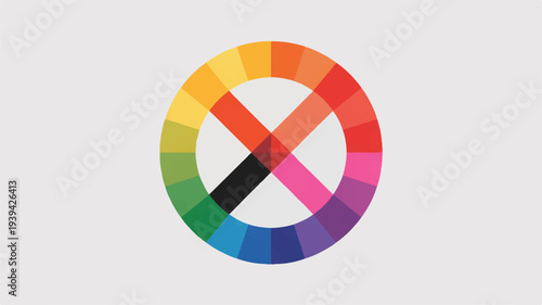 Color wheel with a large X marked in the center  color theory diagram