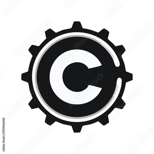 This 3d gear icon vector illustration depicts a metallic cogwheel mechanism symbolizing industrial power and engineering technology isolated on a white background for business design