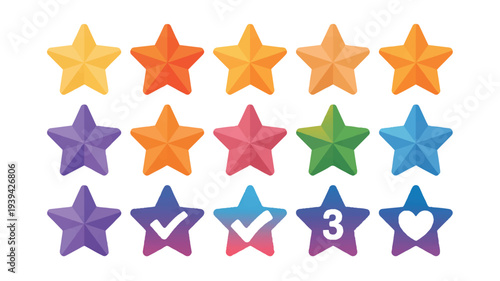 colorful stars with various symbols for ratings and feedback icons