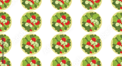 Fresh vegetable salad food pattern seamless vector for healthy eating backgrounds