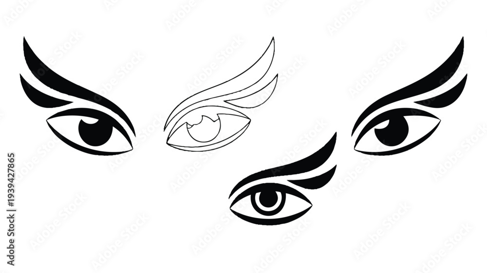 Obraz premium Hindu goddess face eyes and third eye designs