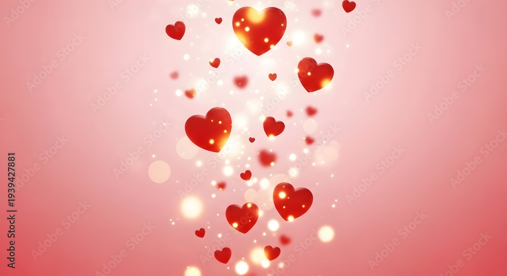 Obraz premium Romantic Red Hearts Floating Backgroundv